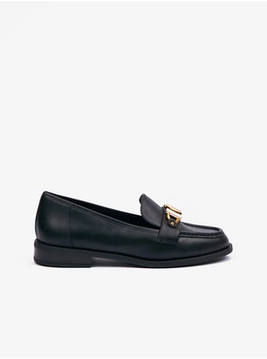 Black Women's Leather Moccasins Michael Kors Tiegan - Women