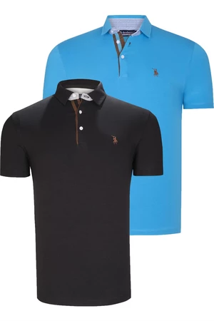 DUAL SET T8582 DEWBERRY MENS T-SHIRT-BLACK-DARK TURQUOISE