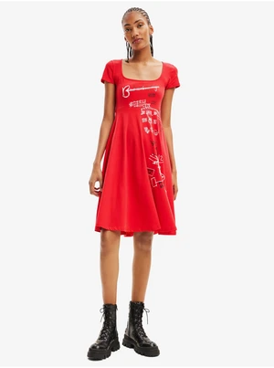 Red Women Patterned Dress Desigual Broadway Road - Women