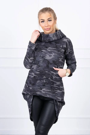 Sweatshirt with long back camo graphite + black