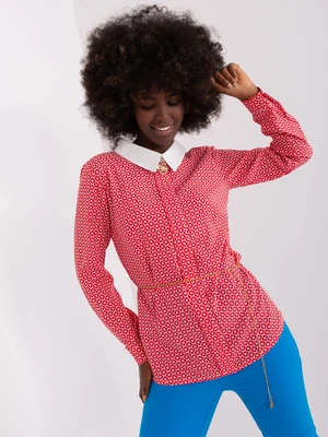 Kaelyn Red and White Collar Blouse