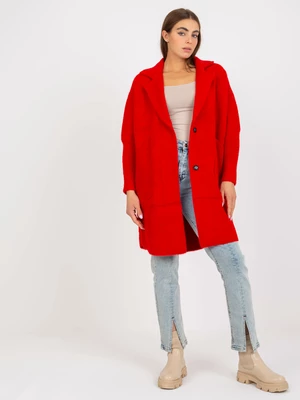 Lady's red alpaca coat with pockets by Eveline