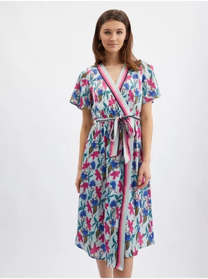 Pink and blue women's floral dress ORSAY