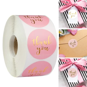 Hot Foil Gold Pink & White Styles Thank you DIY Multifunction Bronzing Gift Label Seal Baking Sticker