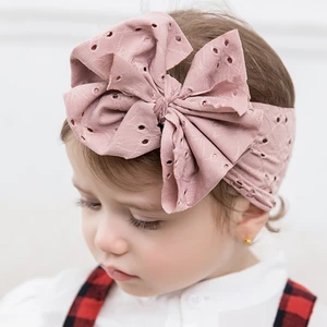 Large Oversize Messy Bow Baby Girl Headband Child Headwrap Fabric Lace Hollow Baby Bandana Newborn Wide Turban Bebe Accesorios