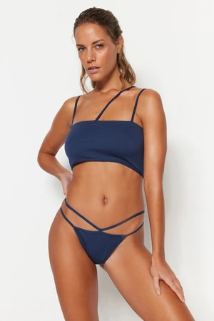 Trendyol Navy Blue Seamless/Seamless Brazilian Panties with piping