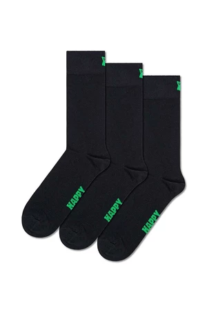Ponožky Happy Socks Solid Socks 3-pak čierna farba