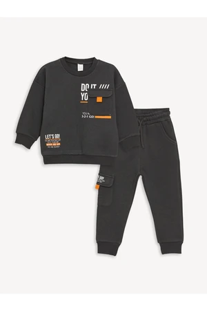 LC Waikiki Crew Neck Printed Long Sleeve Baby Boy Sweatshirt and Sweatpants 2-Piece Set