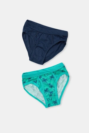 Dagi Green Navy Blue Boy Child Palm Printed 2 Pair Slips.