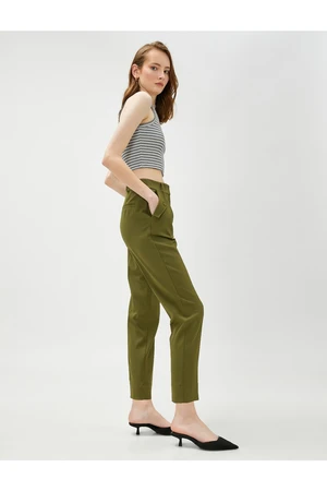 Koton Crop Pants, Pocket Detailed, Skinny Leg High Waist.