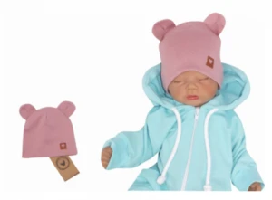 Z&amp;Z Dvouvrstvá bavlněná čepička LOVE TEDDY, lila, vel. 80-86 (12-18m)