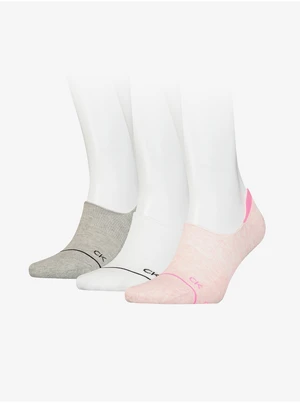 Calvin Klein Set of three pairs of women's socks in gray, white and pink Calvin - Ladies