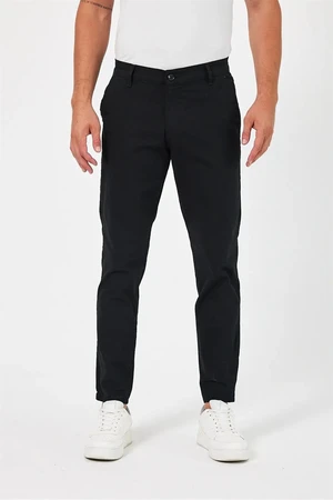 36952 Dewberry Gabardine Cotton Slim Fit Chino Mens Trousers-BLACK