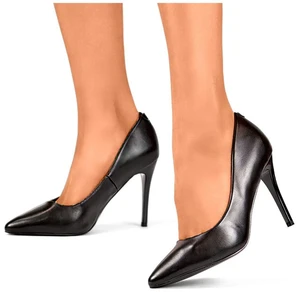 primohurt Classic black women's high heels with leather insole