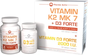 PHARMA ACTIV Vitamín K2 MK7+D3 Forte 125 tablet + Vitamin D3 Forte 2000 I.U. 30 tablet