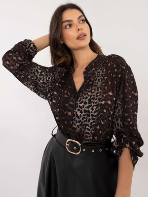 Dark grey blouse with leopard print OCH BELLA