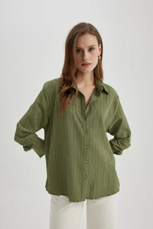 DEFACTO Oversize Fit Crinkle Fabric Long Sleeve Shirt