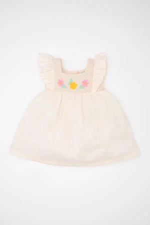 DEFACTO Baby Girl Floral Short Sleeve Muslin Dress