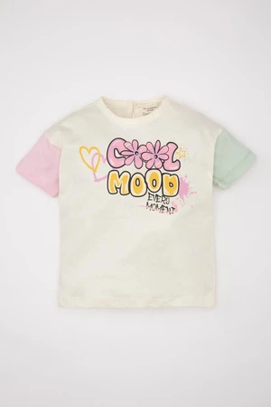 DEFACTO Baby Girl Crew Neck Printed Short Sleeve T-Shirt