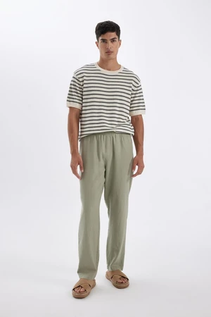 DEFACTO Relax Fit Skinny Leg Linen Blend Trousers