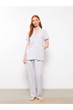 LC Waikiki Shirt Collar Plain Short Sleeve Women's Pajama Set