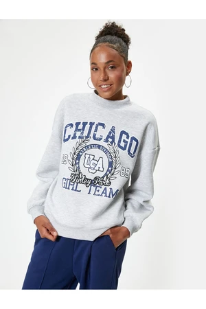 Koton KTN - Oversize Sweatshirt College Printed Crew Neck Raised