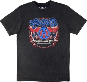 Aerosmith Koszulka Rainbow Spade Stone Wash Unisex Charcoal Grey XL