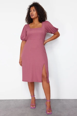 Trendyol Curve Plum Slit Knitted Dress