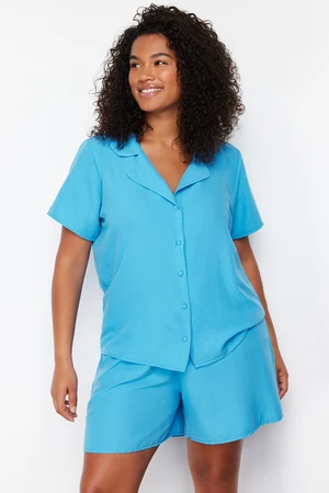 Trendyol Curve Saks Shirt Collar Woven Pajama Set