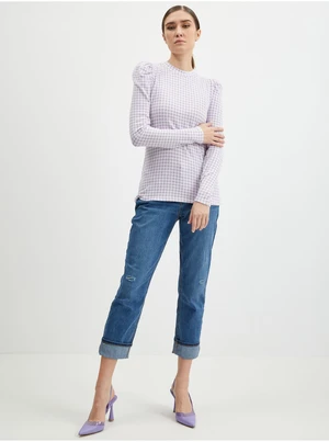 Orsay Light Purple Womens Light Checkered Sweater - Women