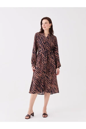 LC Waikiki Loose Collar Patterned Long Sleeve Women's Shirt Dress