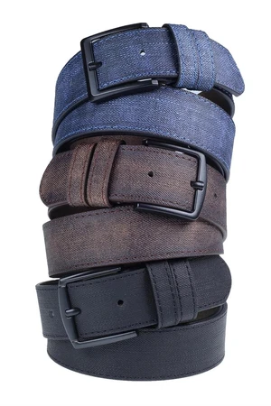 R0928 Dewberry Set Of 3 Mens Belt For Jeans And Canvas-BLACK-BROWN-NAVY