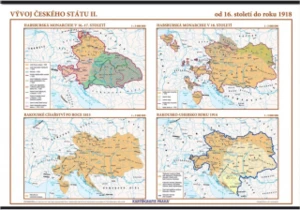 Vývoj českého státu II. (od 16. století do roku 1918) – školní nástěnná mapa/136 x 96 cm