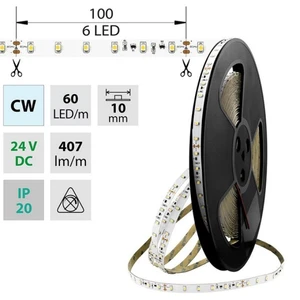 LED pásek McLED 24V studená bílá š=10mm IP20 4,8W/m 60LED/m SMD3528 ML-126.795.60.8