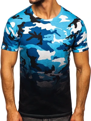 Tricou cu imprimeu albastru army Bolf S808