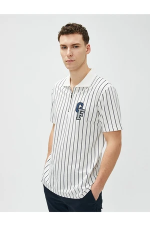 Koton Short Sleeve Polo T-Shirt with Half-Zip Detail.