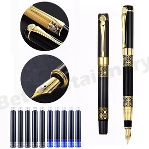 Retro Metal Fountain Pen F Nib With Ink High Quality For Business Writing Gift Office School Supplies for Students Stationery