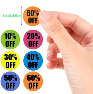 500Pcs 2.5cm/1Inch Product Discount Sticker Label Round Stickers for Clothing/Hat Small Business Supplies 10%/20%/50% OFF