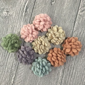 New 10Pcs/Lot Flat Back 3.8cm Ball Felt Wool Flowers For DIY Accessories Decoration For Dress Home Halloween Christmas