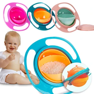 360 Degree Rotation Gyro Bowl Spill Resistant Baby Feeding Dishes for Toddler Food Training Children Rotary Balance Gyro Bowls