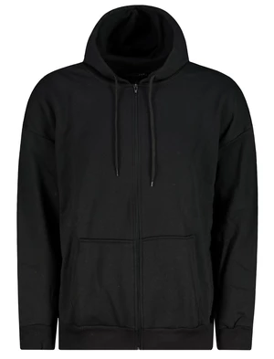 Trendyol Black Oversize/Wide-Fit Hooded Zippered Thick Basic Sweatshirt- Cardigan