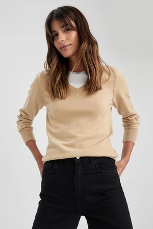 DEFACTO Regular Fit V-Neck Basic Sweater