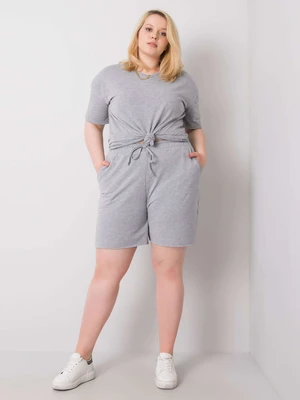 Grey cotton shorts in Plus size