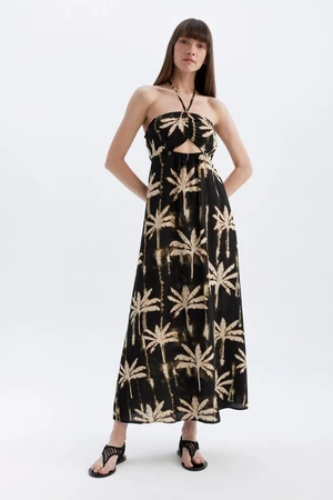 DEFACTO A-Line Neck Patterned Moroccan Maxi Dress