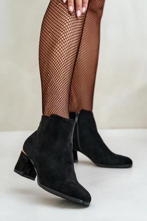 Eco Suede Ankle Boots On Heel With Zip Black Sairis