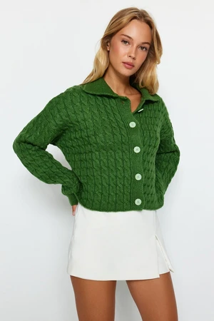 Trendyol Mint Polo Neck Pletený Detailní pletený svetr