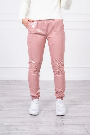 Two-layer trousers with dark pink velour