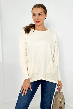 Sweater with front ecru pockets