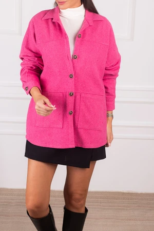 armonika Women's Fuchsia Pocket Oversized Stamped Jacket