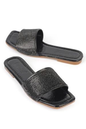 Capone Outfitters Women's Slippers with Capone Stones and Single Strap, Flat Heel.